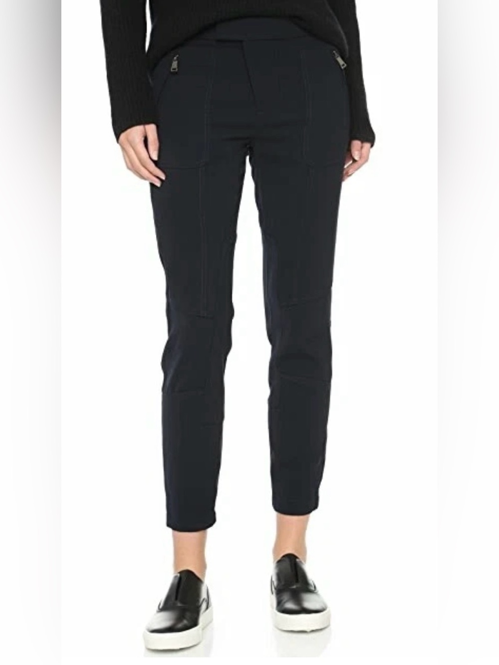 Vince Women’s Black Patchwork Cargo Jogger Pants Trousers Zipper Pockets US 6